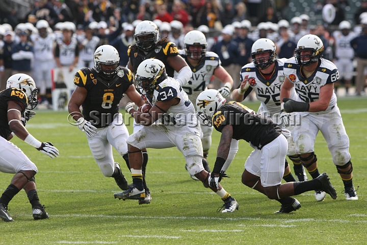 122912 Kraft SA-045.JPG - Dec 29, 2012; San Francisco, CA, USA; Navy Midshipmen full back Noah Copland runs against the Arizona State Sun Devils in the 2012 Kraft Fighting Hunger Bowl at AT&T Park.
